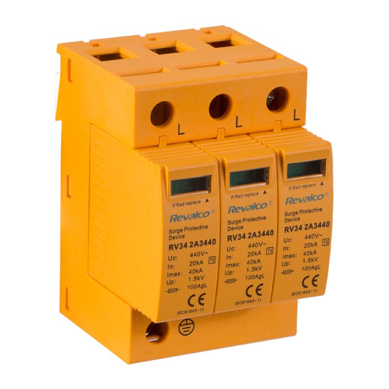 Protector de Sobretensión Transitoruia Trifásica 3P Clase C 40 KA Revalco RV342